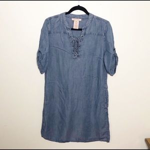 Philosophy Chambray Lace up shift dress